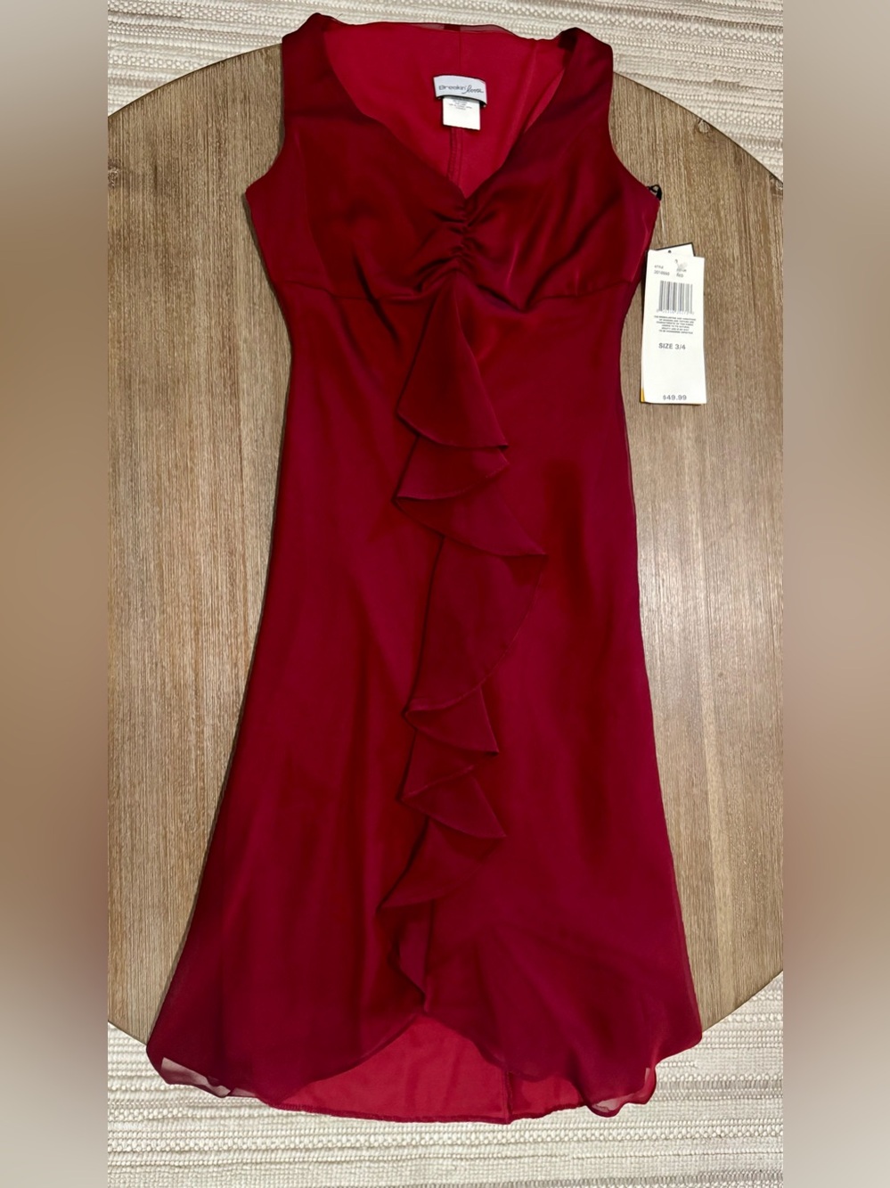 Vintage Breakin Loose Sleeveless Ruffle-Front Midi Dress in Wine